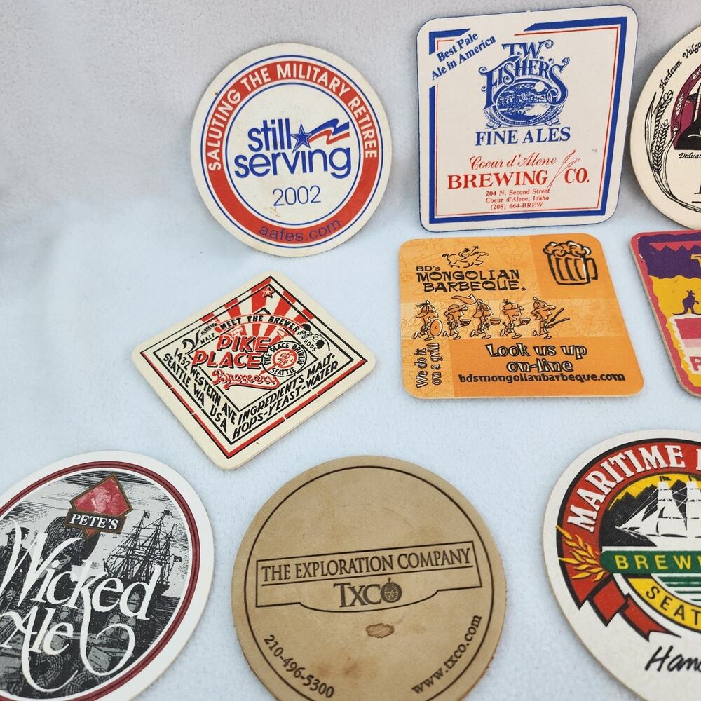 LOT Of 26 Coasters Craft Brewery Restaurant Cocktail - Leather - Slat - Paper